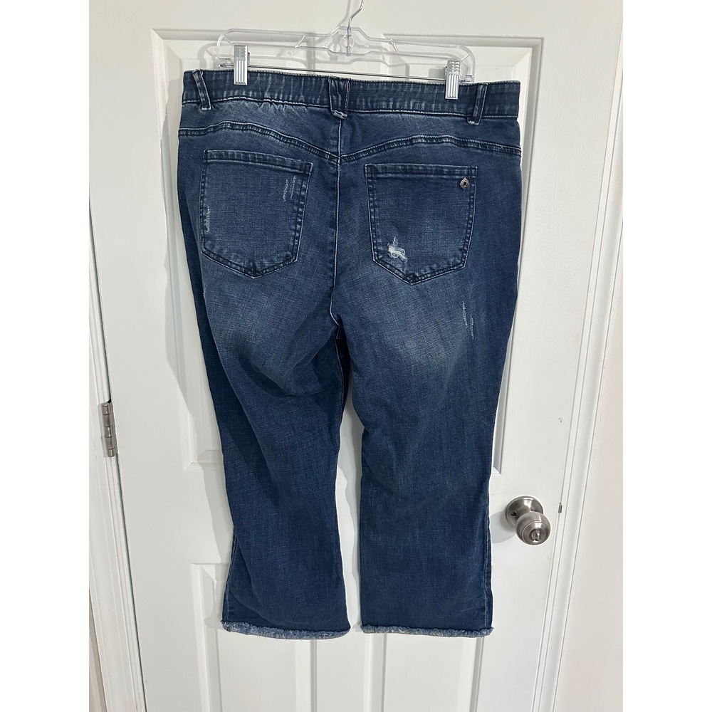 Democracy AbSolution Distressed Bootcut Jeans Blue 18W Plus Size - Picture 2 of 7